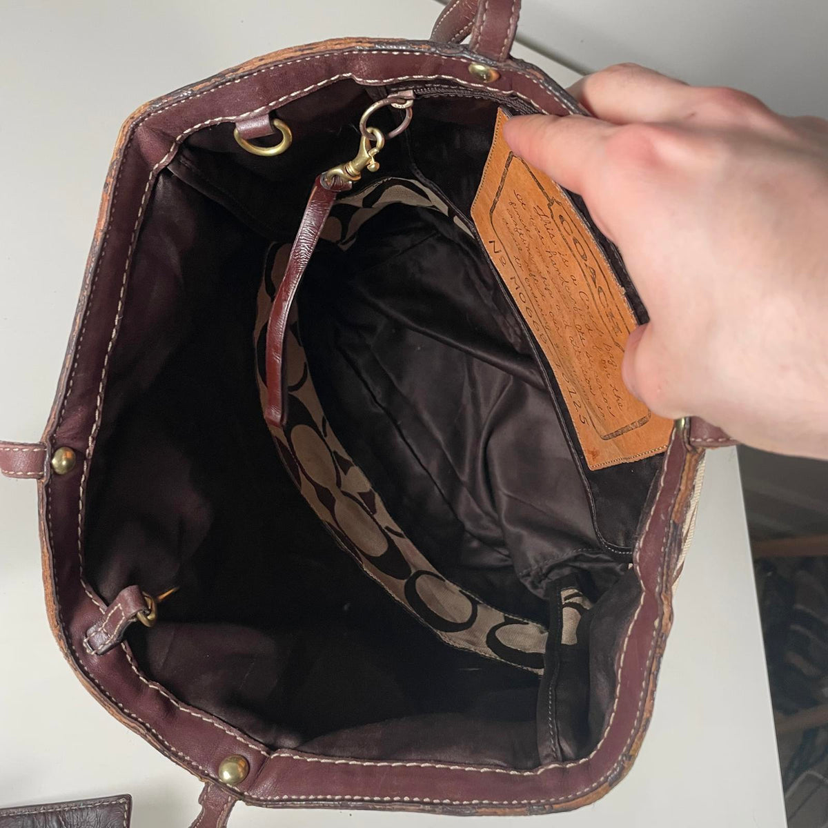 Coach Brown Signature Monogram Shoulder Tote Bag M0668-10125