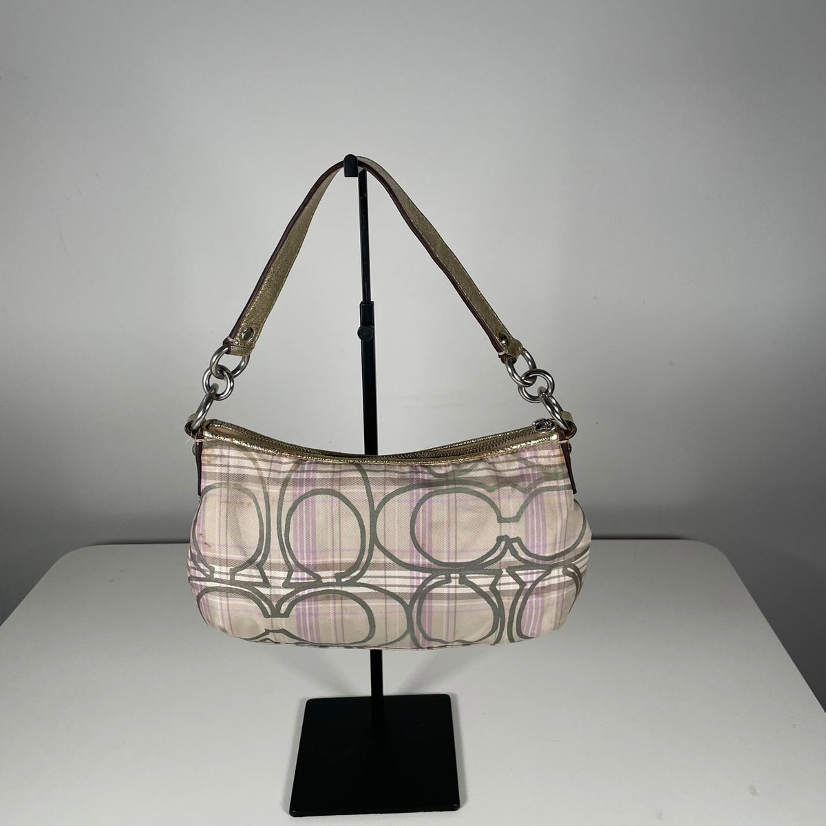Coach Beige Plaid Mini Convertible Shoulder Bag K1175-F17210