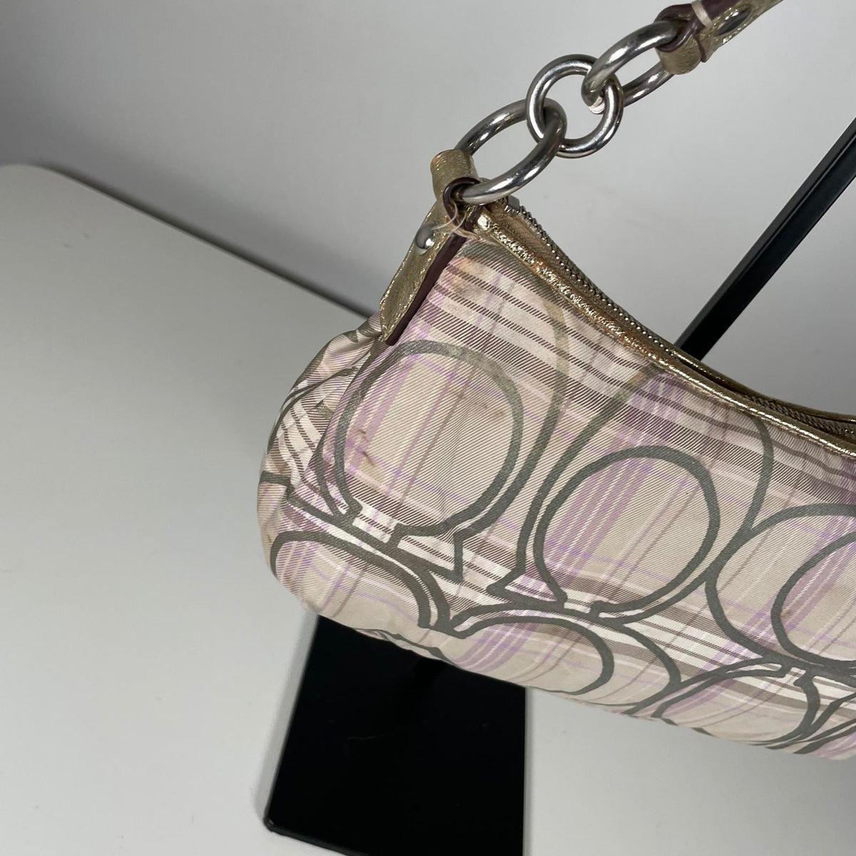 Coach Beige Plaid Mini Convertible Shoulder Bag K1175-F17210