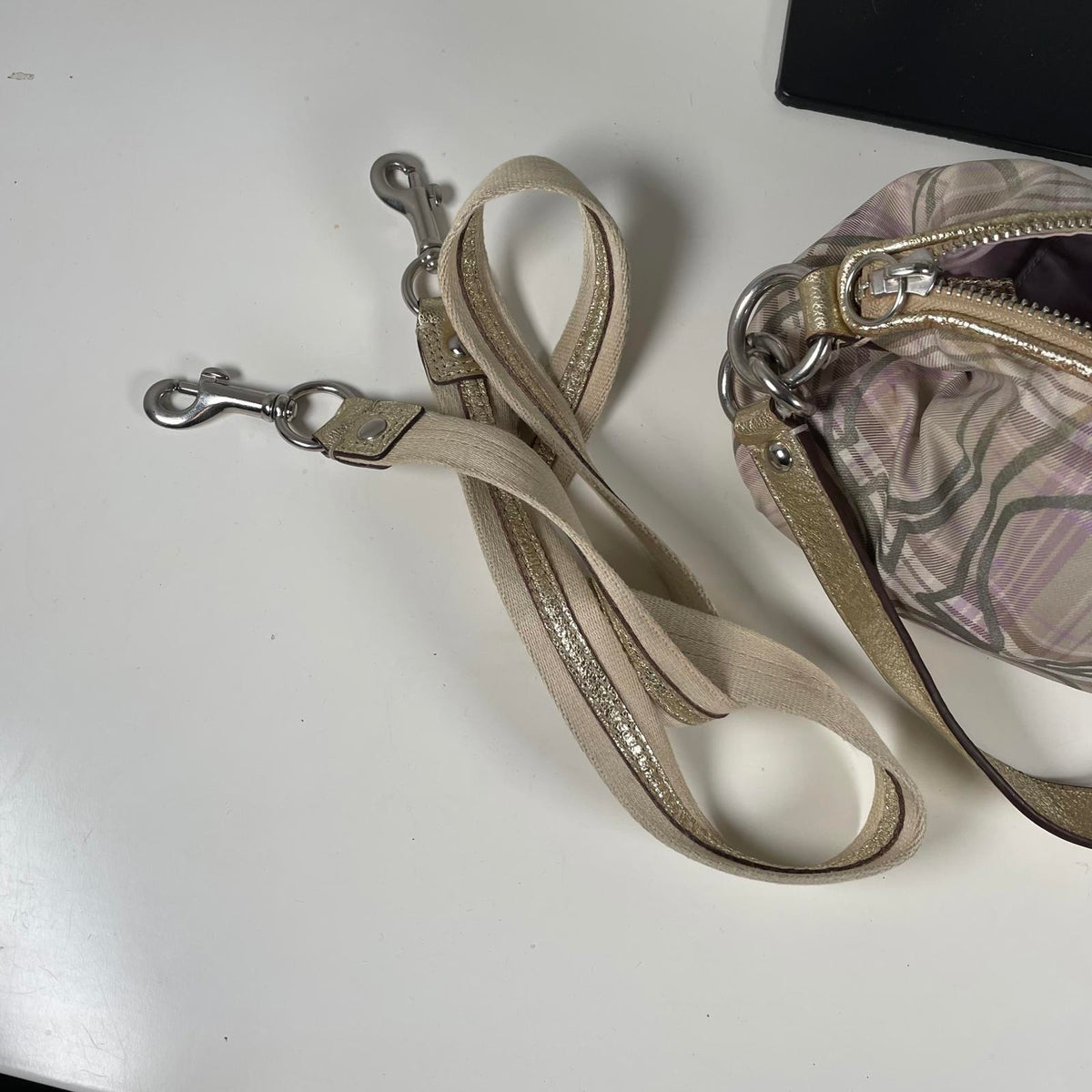 Coach Beige Plaid Mini Convertible Shoulder Bag K1175-F17210