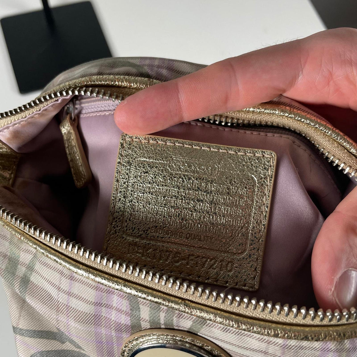 Coach Beige Plaid Mini Convertible Shoulder Bag K1175-F17210