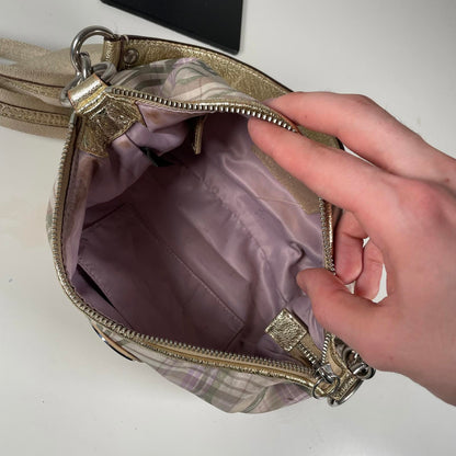 Coach Beige Plaid Mini Convertible Shoulder Bag K1175-F17210