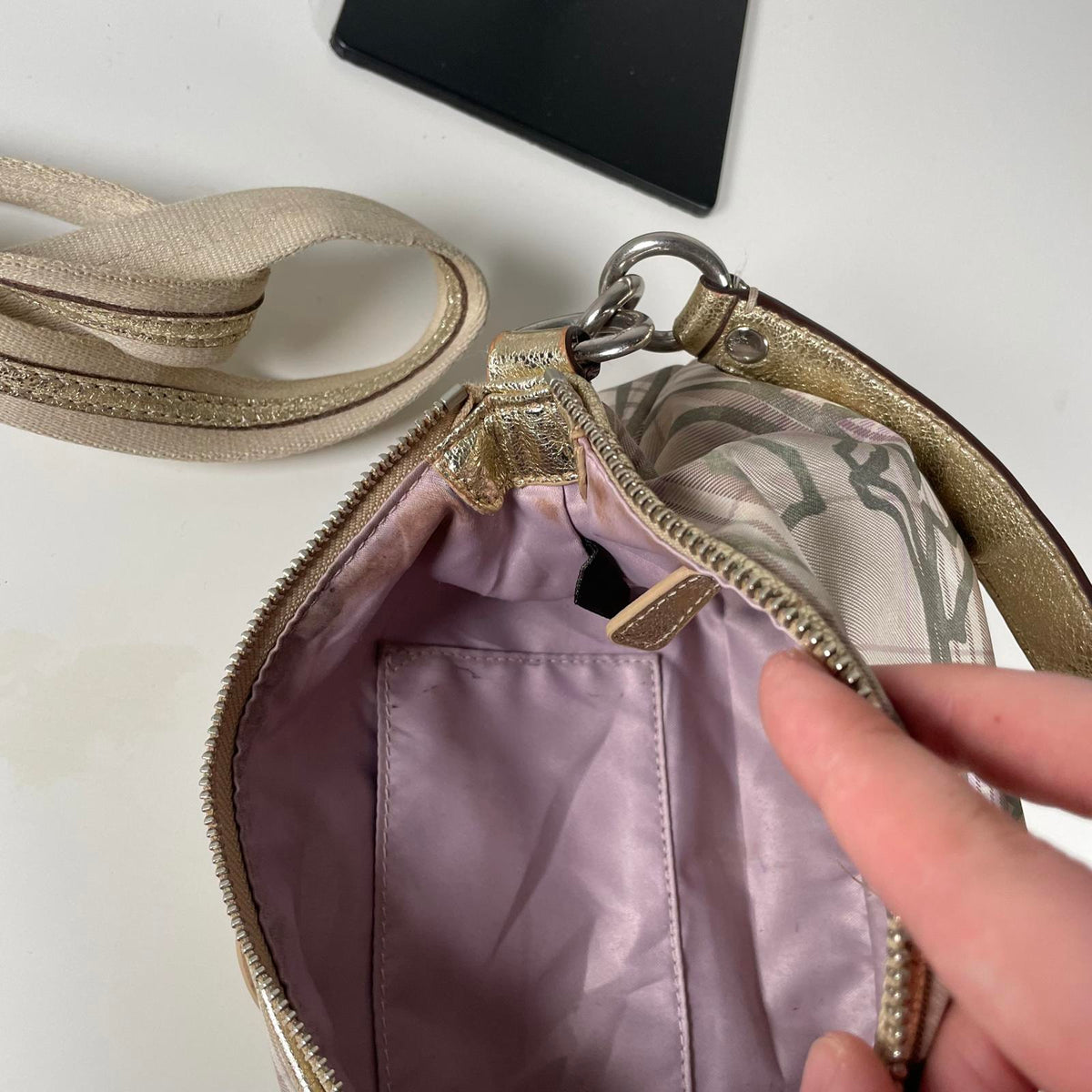Coach Beige Plaid Mini Convertible Shoulder Bag K1175-F17210