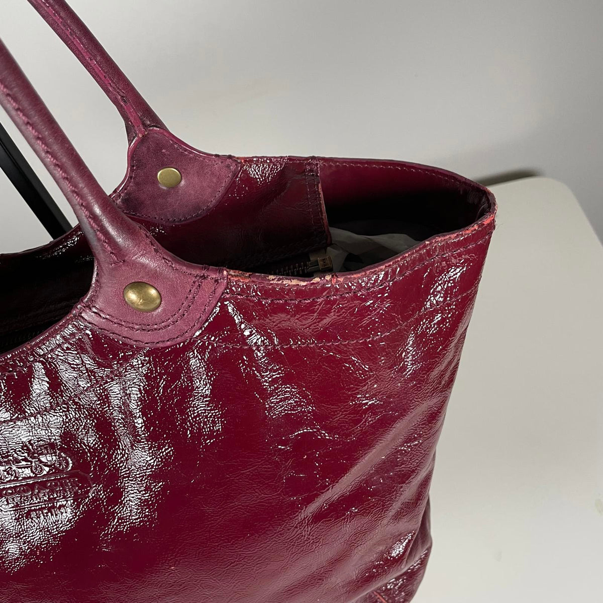 Coach Burgundy Red Patent Leather Shoulder Bag C0873-12352