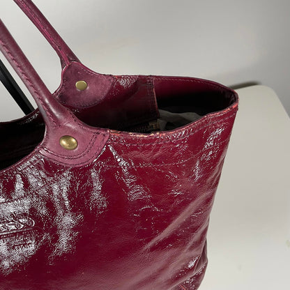 Coach Burgundy Red Patent Leather Shoulder Bag C0873-12352