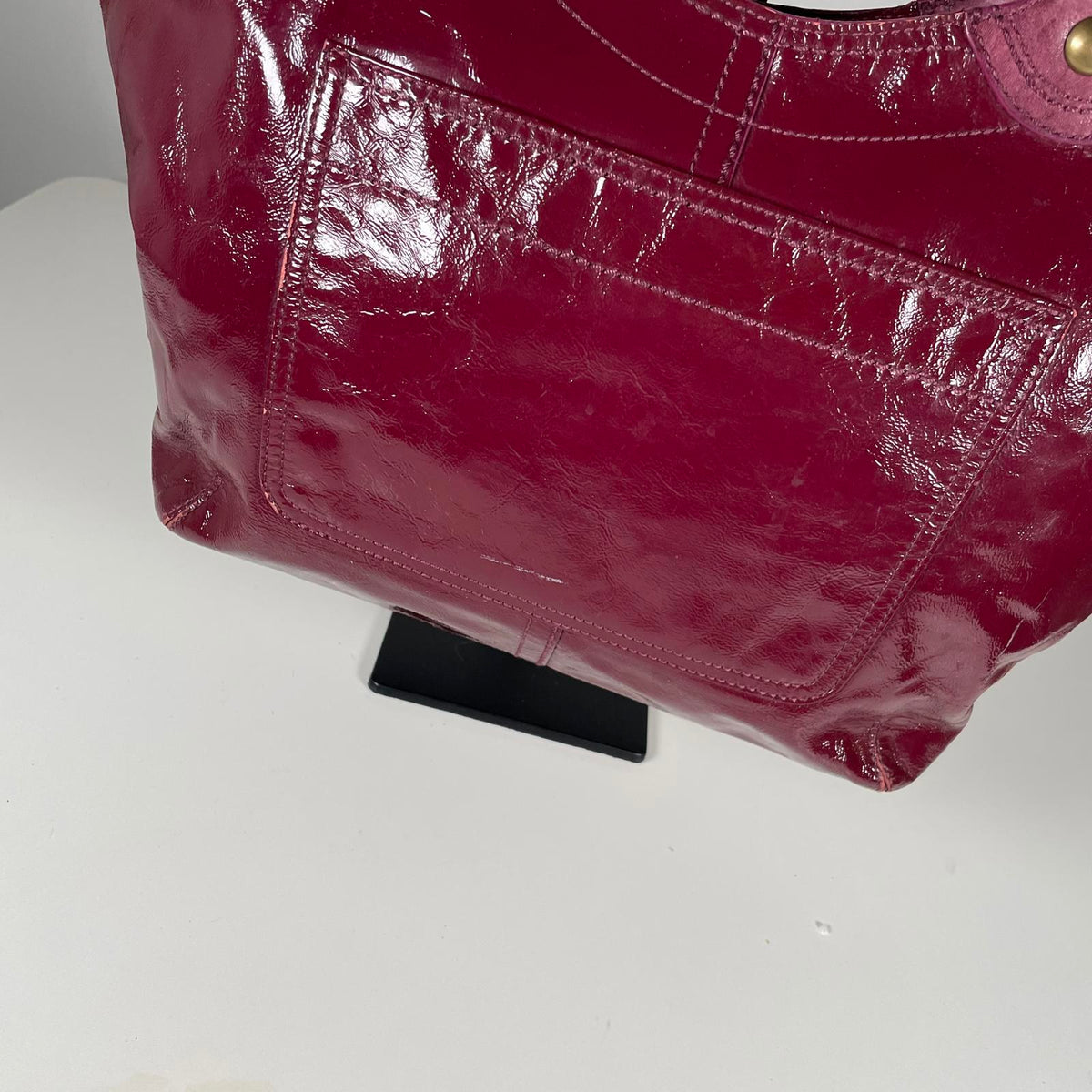 Coach Burgundy Red Patent Leather Shoulder Bag C0873-12352