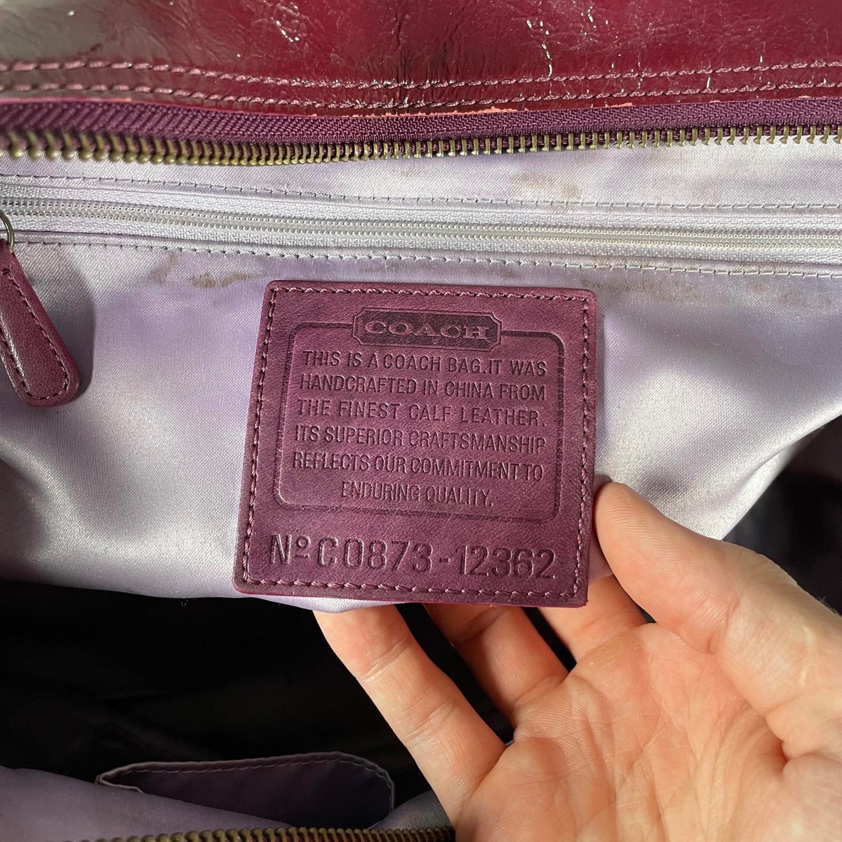 Coach Burgundy Red Patent Leather Shoulder Bag C0873-12352