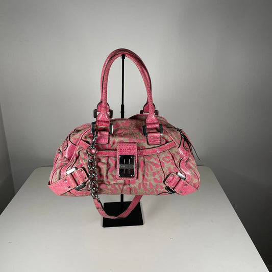 Guess Pink Cheetah Print Convertible Shoulder Bag