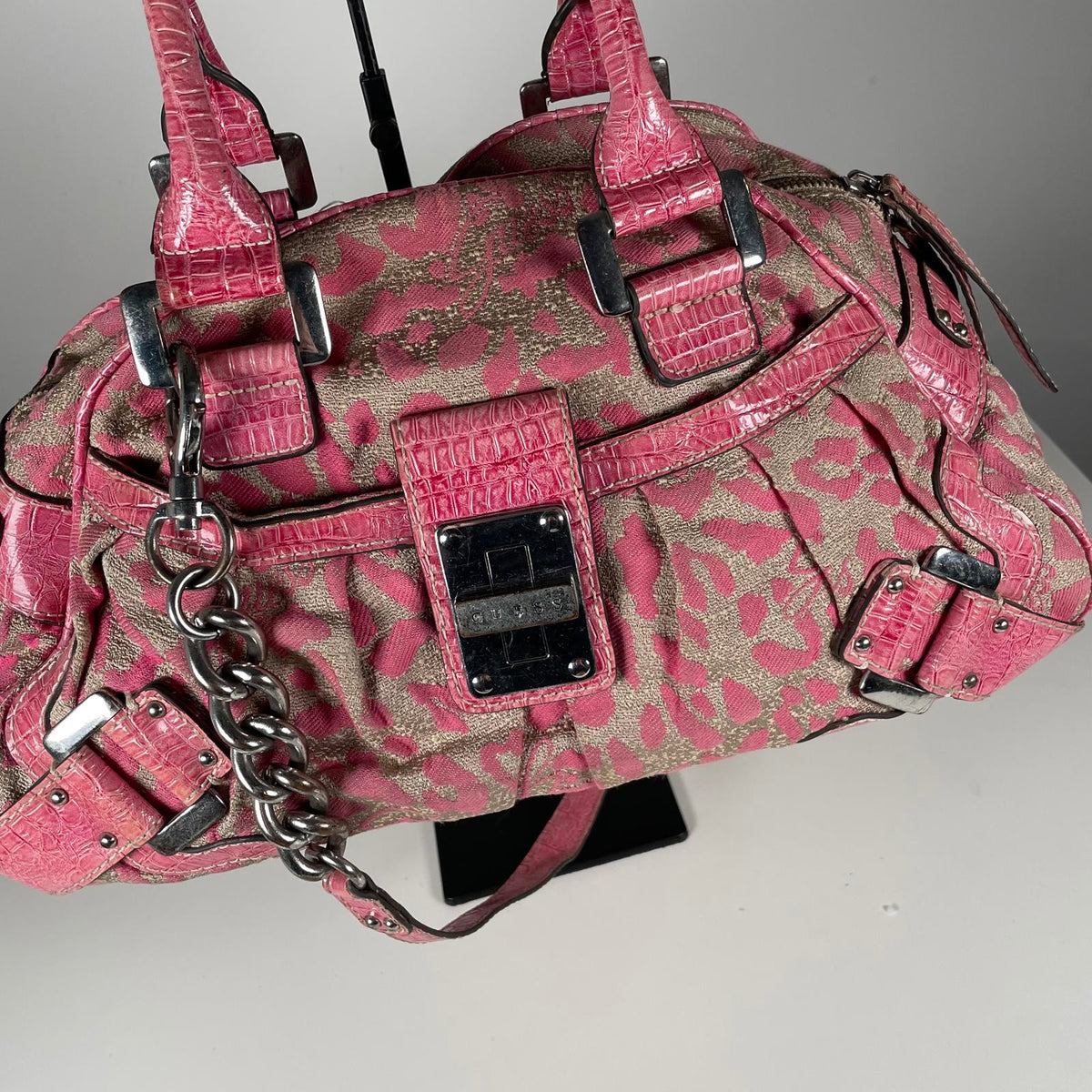 Guess Pink Cheetah Print Convertible Shoulder Bag