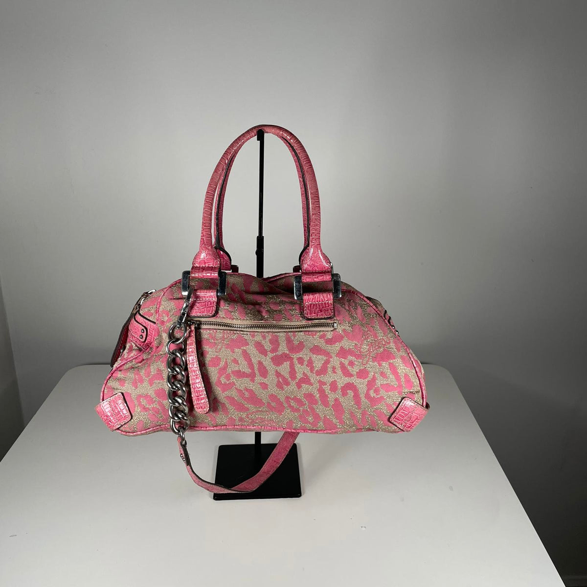 Guess Pink Cheetah Print Convertible Shoulder Bag