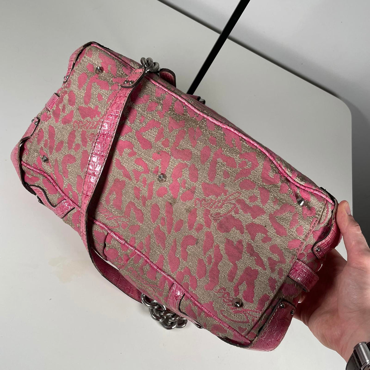 Guess Pink Cheetah Print Convertible Shoulder Bag