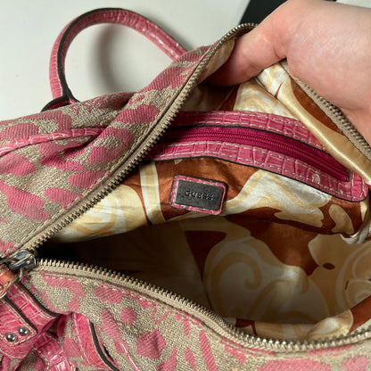 Guess Pink Cheetah Print Convertible Shoulder Bag
