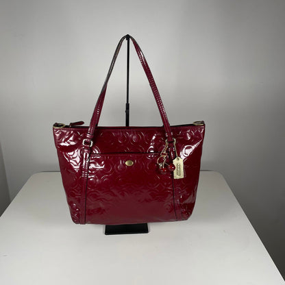 Coach Red OP Glossy Patent Leather Shoulder Carryall Bag H1320-F26038