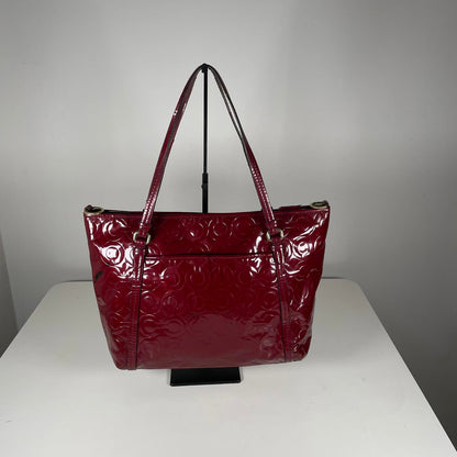 Coach Red OP Glossy Patent Leather Shoulder Carryall Bag H1320-F26038