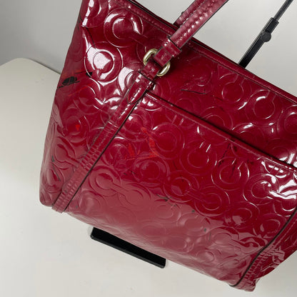 Coach Red OP Glossy Patent Leather Shoulder Carryall Bag H1320-F26038