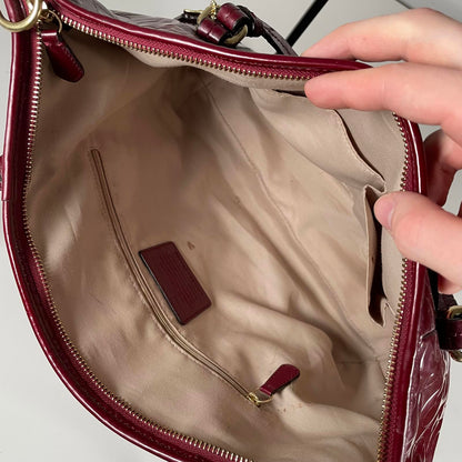 Coach Red OP Glossy Patent Leather Shoulder Carryall Bag H1320-F26038