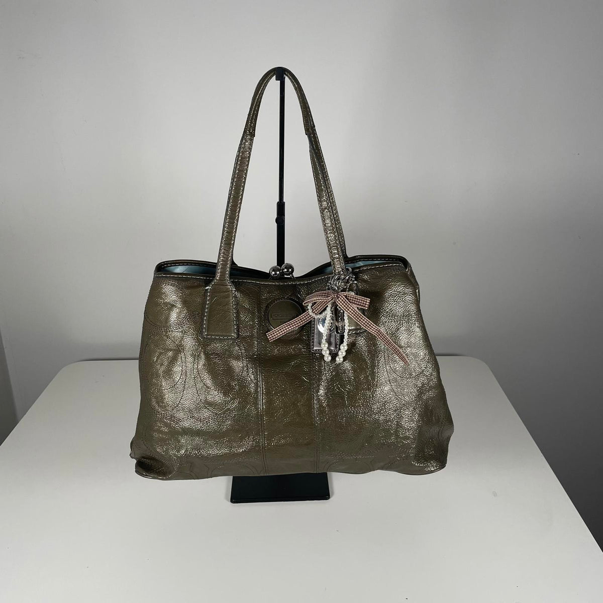 Coach Green Patent Leather Carryall Shoulder Bag E1093-F15658