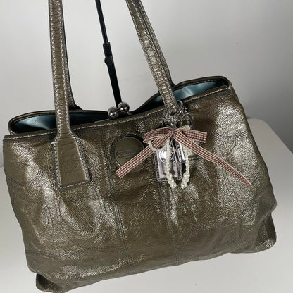 Coach Green Patent Leather Carryall Shoulder Bag E1093-F15658