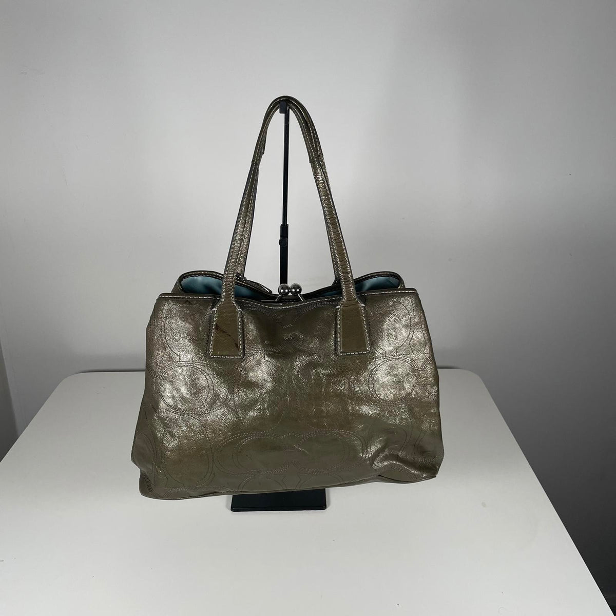 Coach Green Patent Leather Carryall Shoulder Bag E1093-F15658