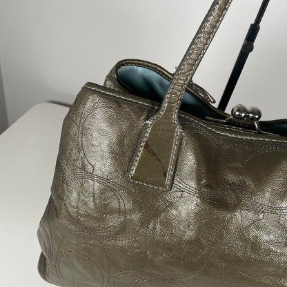 Coach Green Patent Leather Carryall Shoulder Bag E1093-F15658
