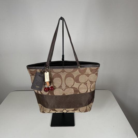 Coach Brown Signature Monogram Canvas Shoulder Bag C06K-10124