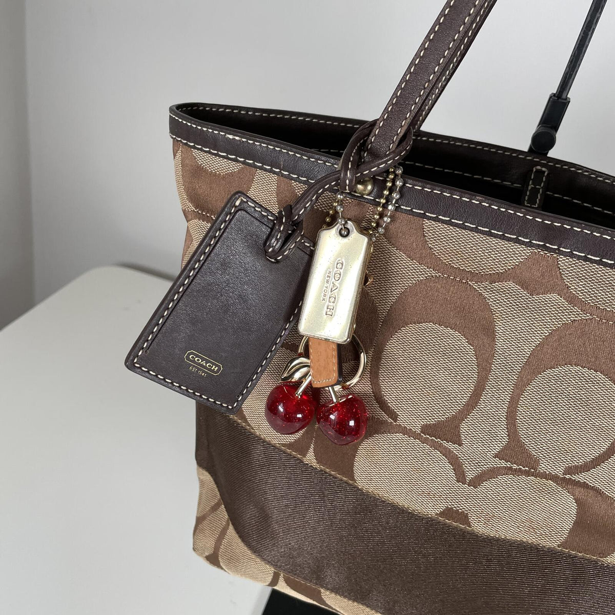 Coach Brown Signature Monogram Canvas Shoulder Bag C06K-10124