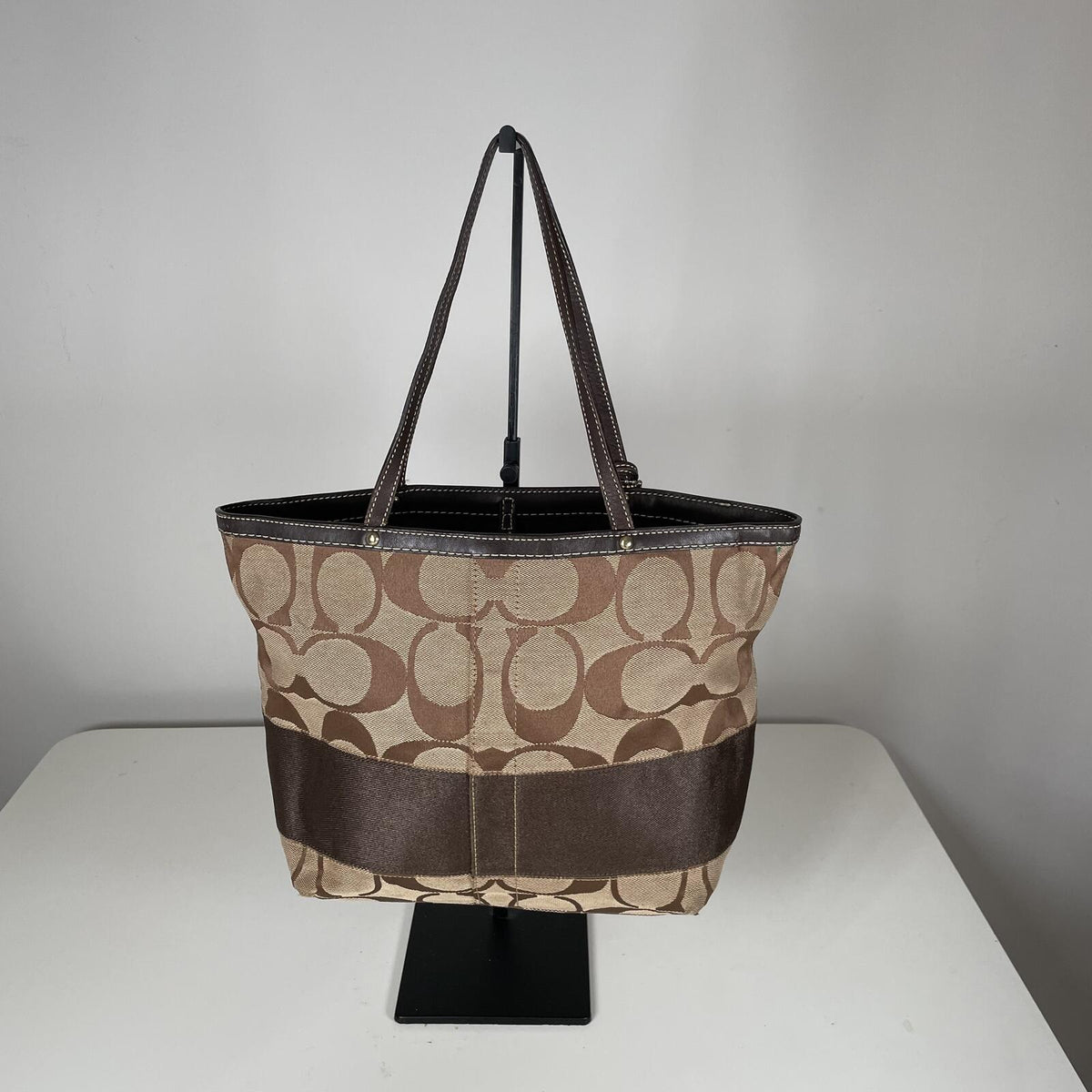 Coach Brown Signature Monogram Canvas Shoulder Bag C06K-10124