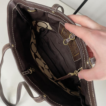 Coach Brown Signature Monogram Canvas Shoulder Bag C06K-10124