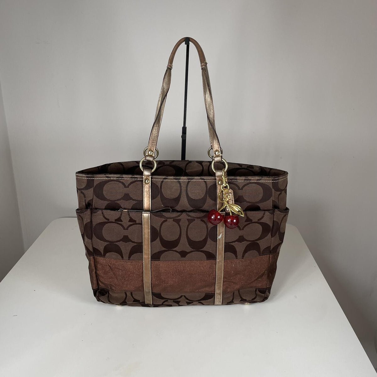 Coach Brown Signature Monogram Canvas Maternity Shoulder Bag G0771-10838