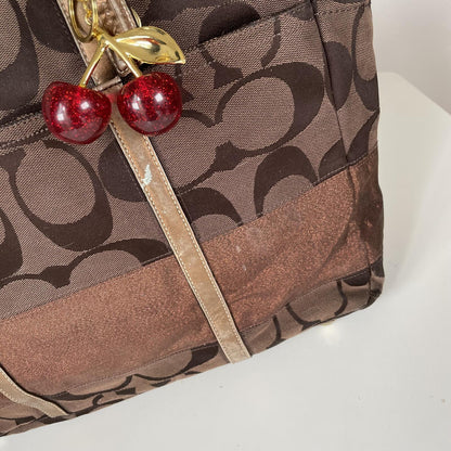 Coach Brown Signature Monogram Canvas Maternity Shoulder Bag G0771-10838