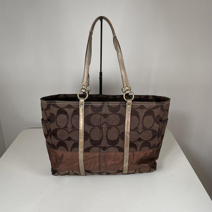 Coach Brown Signature Monogram Canvas Maternity Shoulder Bag G0771-10838