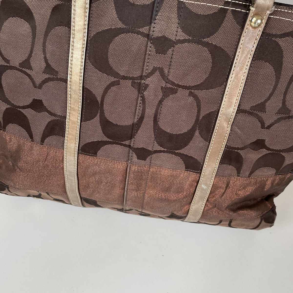 Coach Brown Signature Monogram Canvas Maternity Shoulder Bag G0771-10838