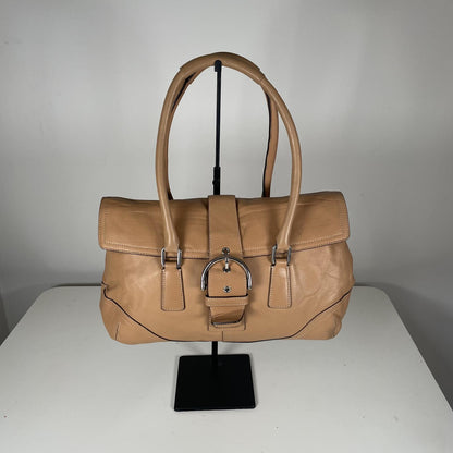 Coach Hampton Beige Leather Buckle Shoulder Bag L04S-9550