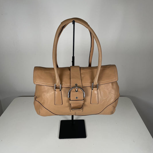 Coach Hampton Beige Leather Buckle Shoulder Bag L04S-9550