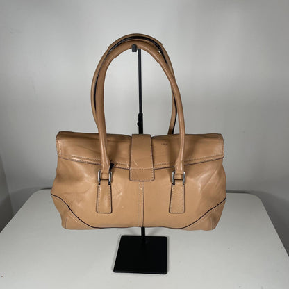 Coach Hampton Beige Leather Buckle Shoulder Bag L04S-9550