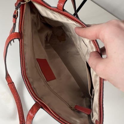 Coach Black Patent Leather Shoulder Bag Red Trim  L1295-F19198