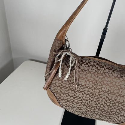 Coach Signature Monogram Hobo Shoulder Bag Brown A3K-6617