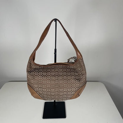 Coach Signature Monogram Hobo Shoulder Bag Brown A3K-6617