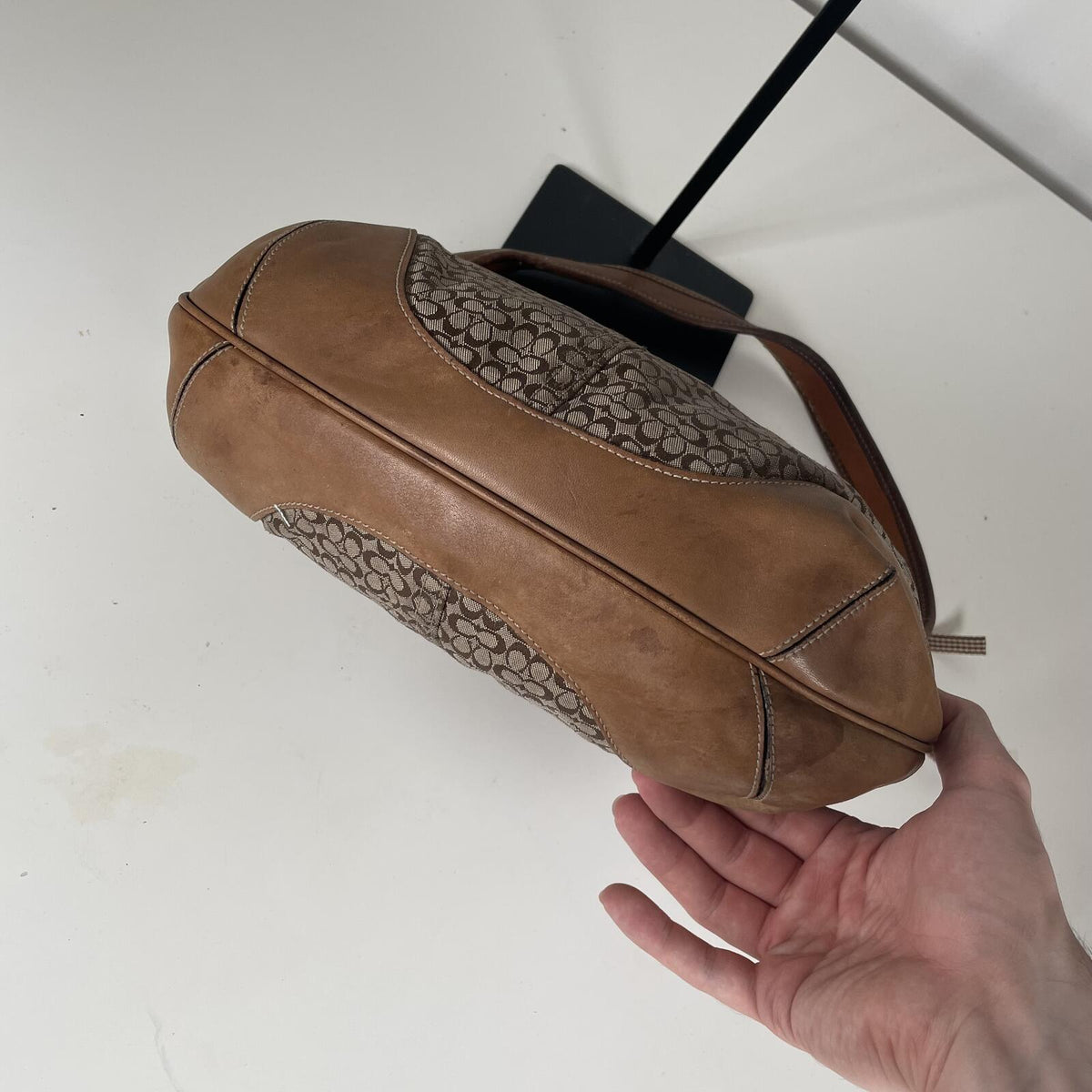 Coach Signature Monogram Hobo Shoulder Bag Brown A3K-6617