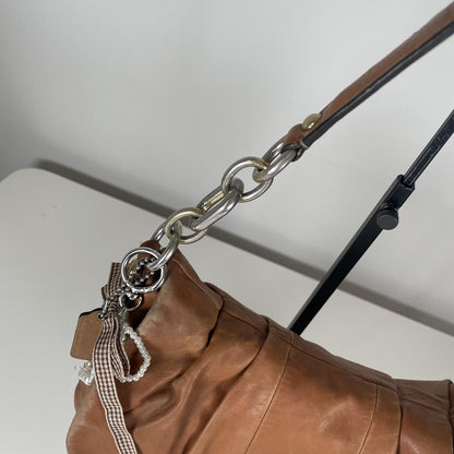 Coach Tan Leather Hobo Shoulder Bag Handbag Purse Chain Detail F1069-15336