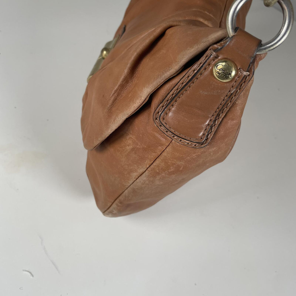 Coach Tan Leather Hobo Shoulder Bag Handbag Purse Chain Detail F1069-15336