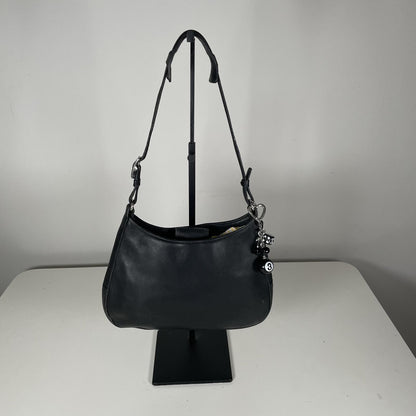Coach Black Leather Half Moon Shoulder Bag Handbag Purse D1K-8319