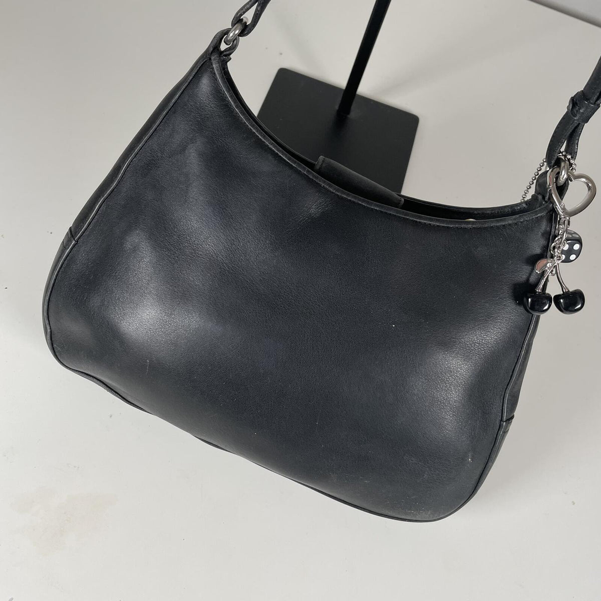 Coach Black Leather Half Moon Shoulder Bag Handbag Purse D1K-8319