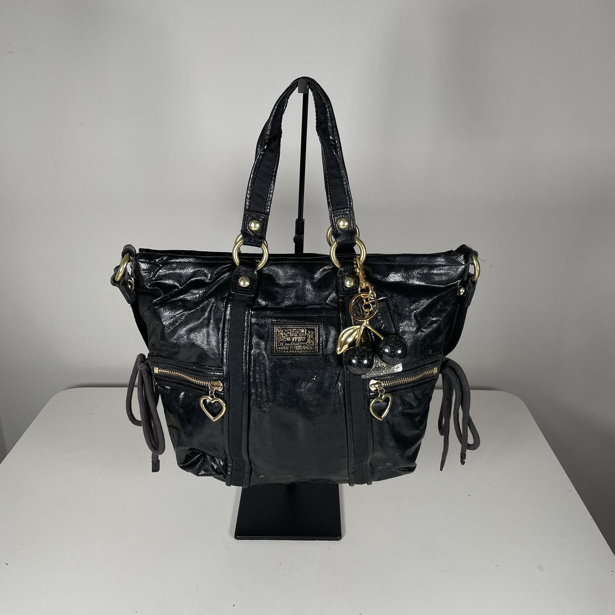 Coach Poppy Black Patent Leather Shoulder Bag K1271-F20047
