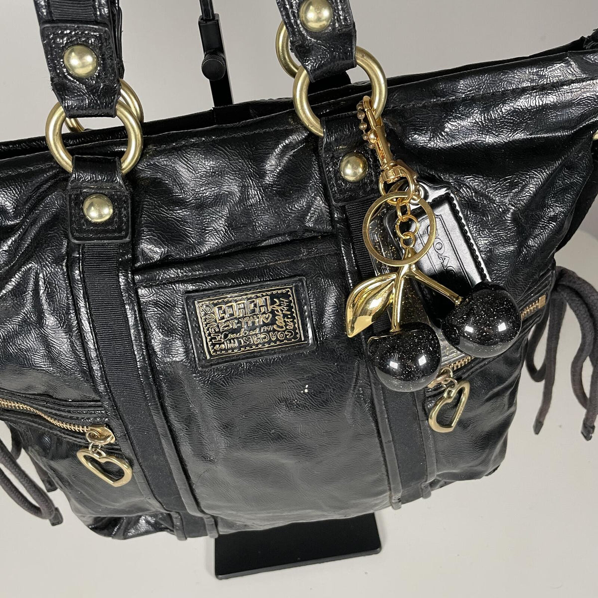 Coach Poppy Black Patent Leather Shoulder Bag K1271-F20047