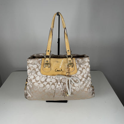 Coach Ashley Signature Monogram Shoulder Bag Beige Yellow K1160-F15510