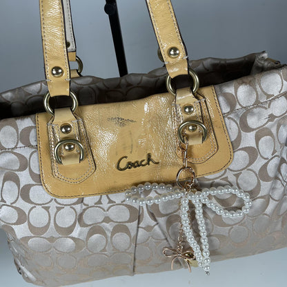 Coach Ashley Signature Monogram Shoulder Bag Beige Yellow K1160-F15510