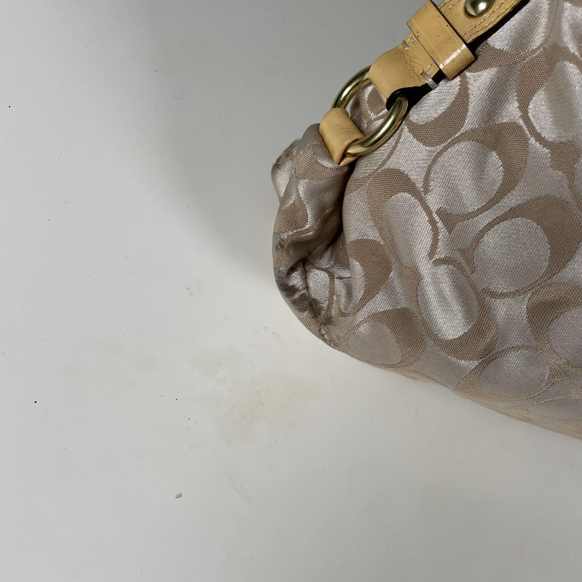 Coach Ashley Signature Monogram Shoulder Bag Beige Yellow K1160-F15510