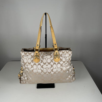 Coach Ashley Signature Monogram Shoulder Bag Beige Yellow K1160-F15510
