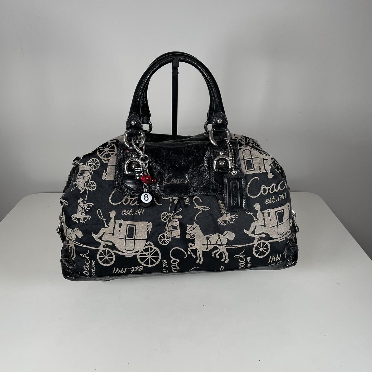Coach Madison Sabrina Horse & Carriage Black Leather Shoulder Bag G01077-F15653
